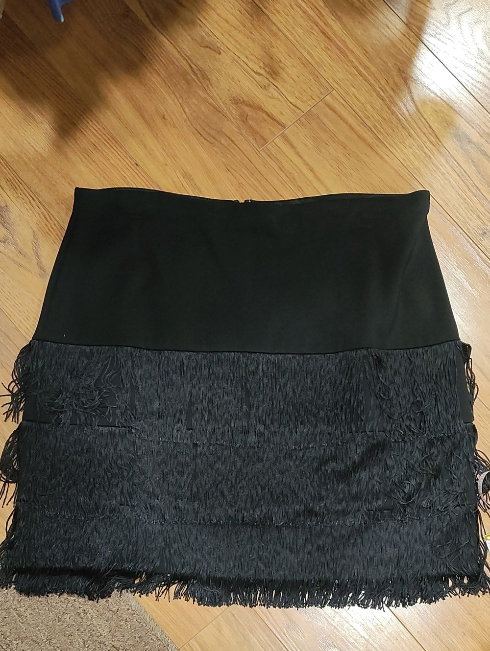 Ann Taylor Black Fringe Mini Skirt